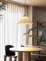 Modern Pleated Fabric Skirt Pendant Light with Beige Shade and Black Metal Frame
