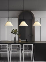 Modern Pleated Fabric Skirt Pendant Light with Beige Shade and Black Metal Frame