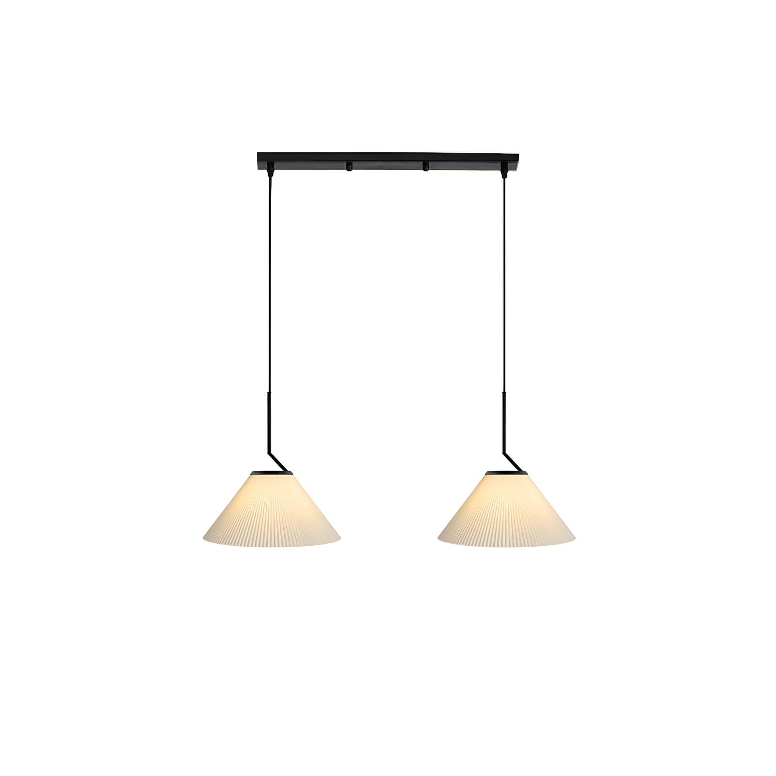 Modern Pleated Fabric Skirt Pendant Light with Beige Shade and Black Metal Frame