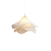 Modern Pleated White Fabric Pendant Light Botanical Layered Hanging Fixture with Gold Hardware