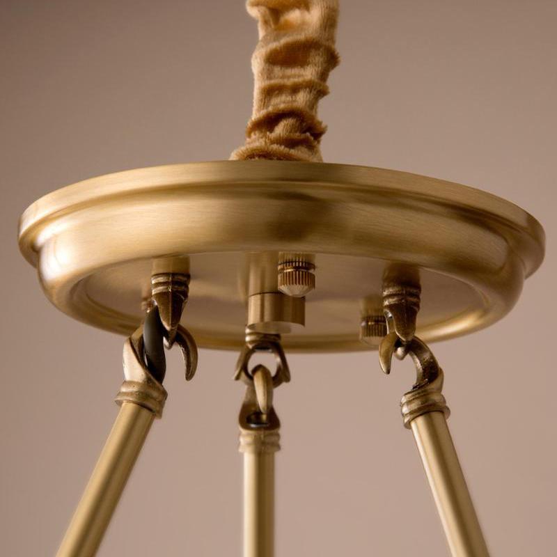 Modern Polished Brass Crown Chandelier with Natural Linen Shades for Living Room