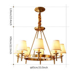 Modern Polished Brass Crown Chandelier with Natural Linen Shades for Living Room