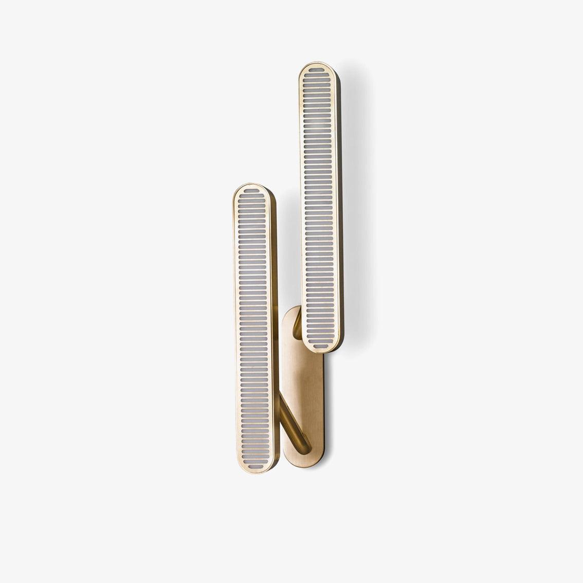 Modern Polished Brass Slotted Grill Wall Sconce with Opal Diffuser and Integrated LED