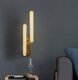 Modern Polished Brass Slotted Grill Wall Sconce with Opal Diffuser and Integrated LED