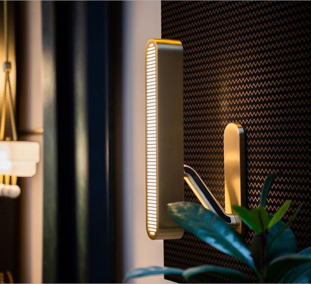 Modern Polished Brass Slotted Grill Wall Sconce with Opal Diffuser and Integrated LED