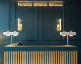 Modern Polished Brass Slotted Grill Wall Sconce with Opal Diffuser and Integrated LED