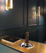 Modern Polished Brass Slotted Grill Wall Sconce with Opal Diffuser and Integrated LED