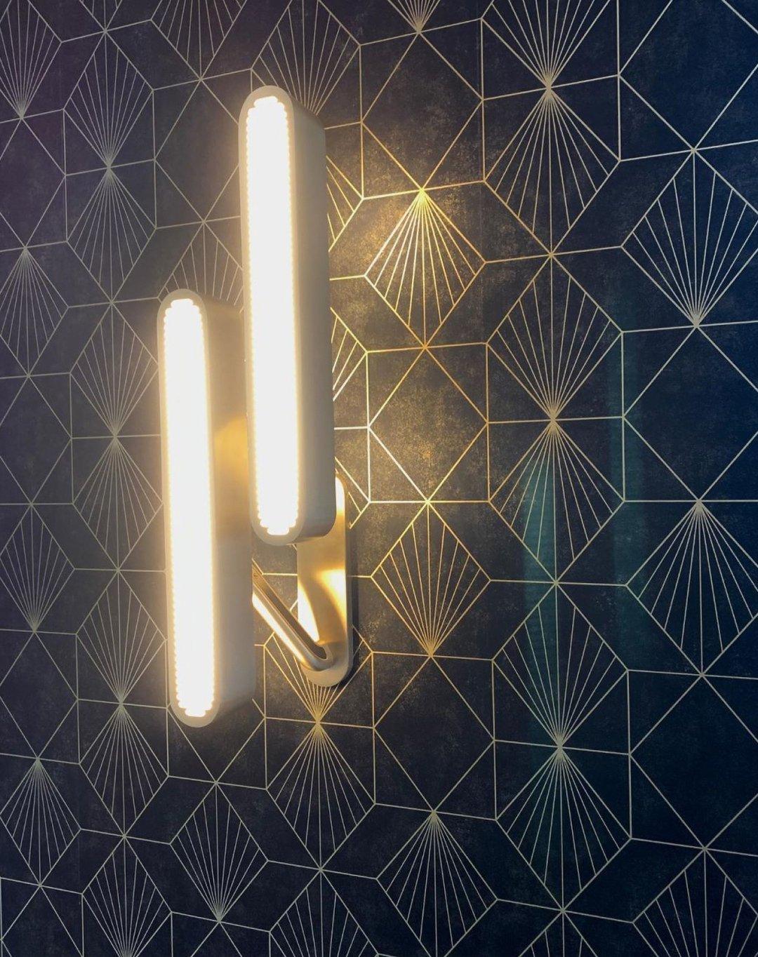 Modern Polished Brass Slotted Grill Wall Sconce with Opal Diffuser and Integrated LED