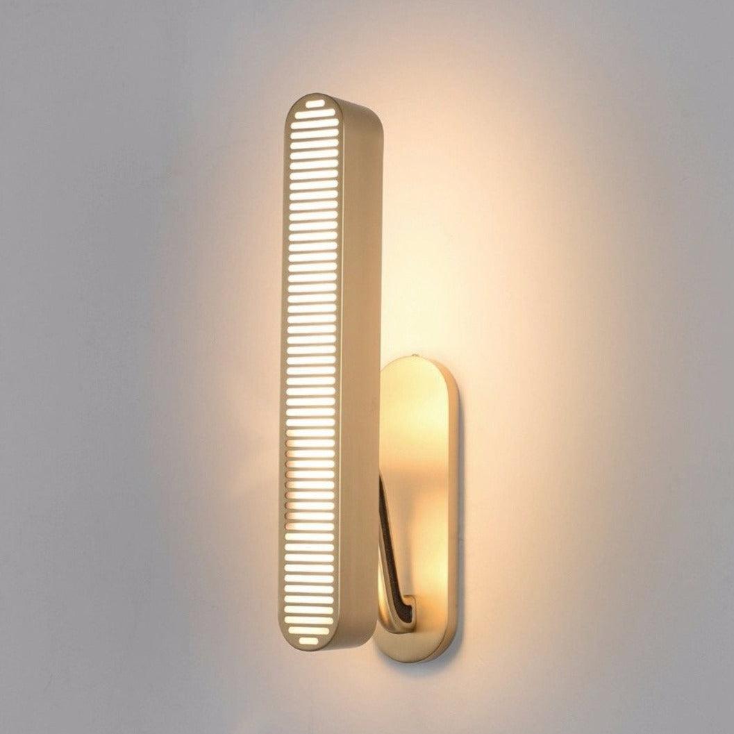 Modern Polished Brass Slotted Grill Wall Sconce with Opal Diffuser and Integrated LED