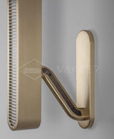 Modern Polished Brass Slotted Grill Wall Sconce with Opal Diffuser and Integrated LED