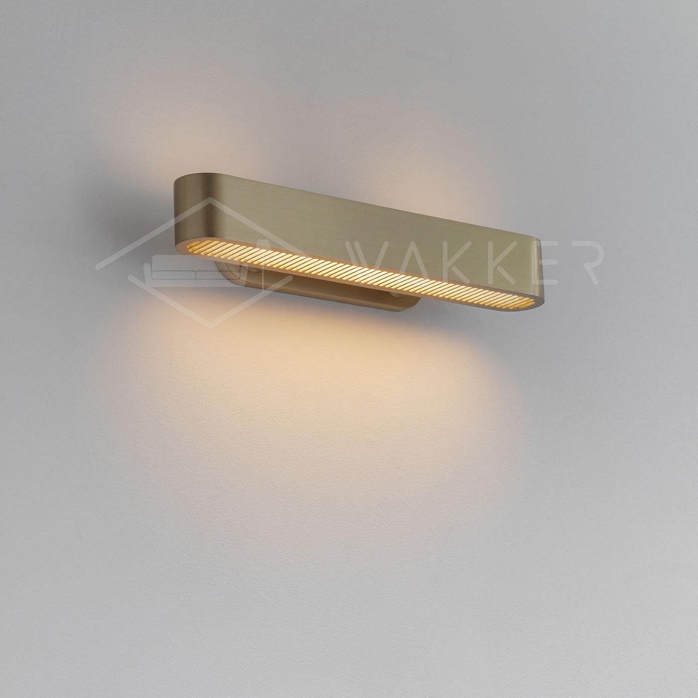 Modern Polished Brass Slotted Grill Wall Sconce with Opal Diffuser and Integrated LED