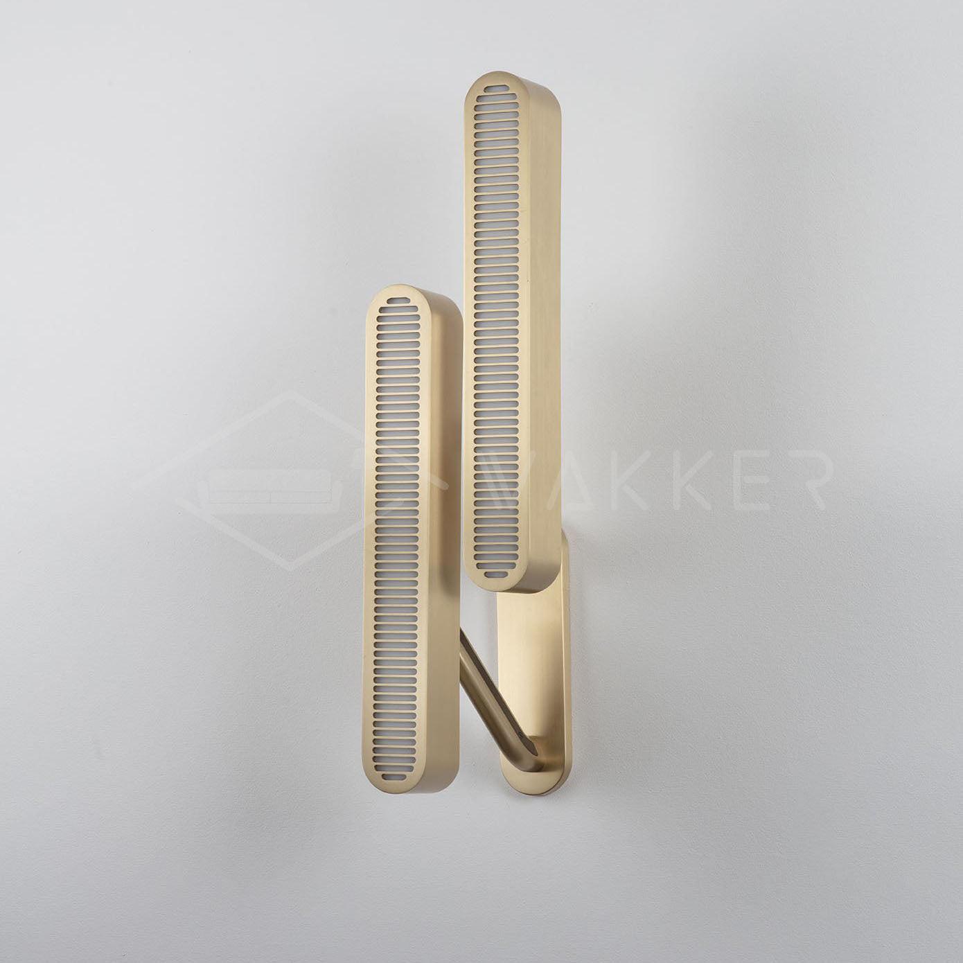 Modern Polished Brass Slotted Grill Wall Sconce with Opal Diffuser and Integrated LED