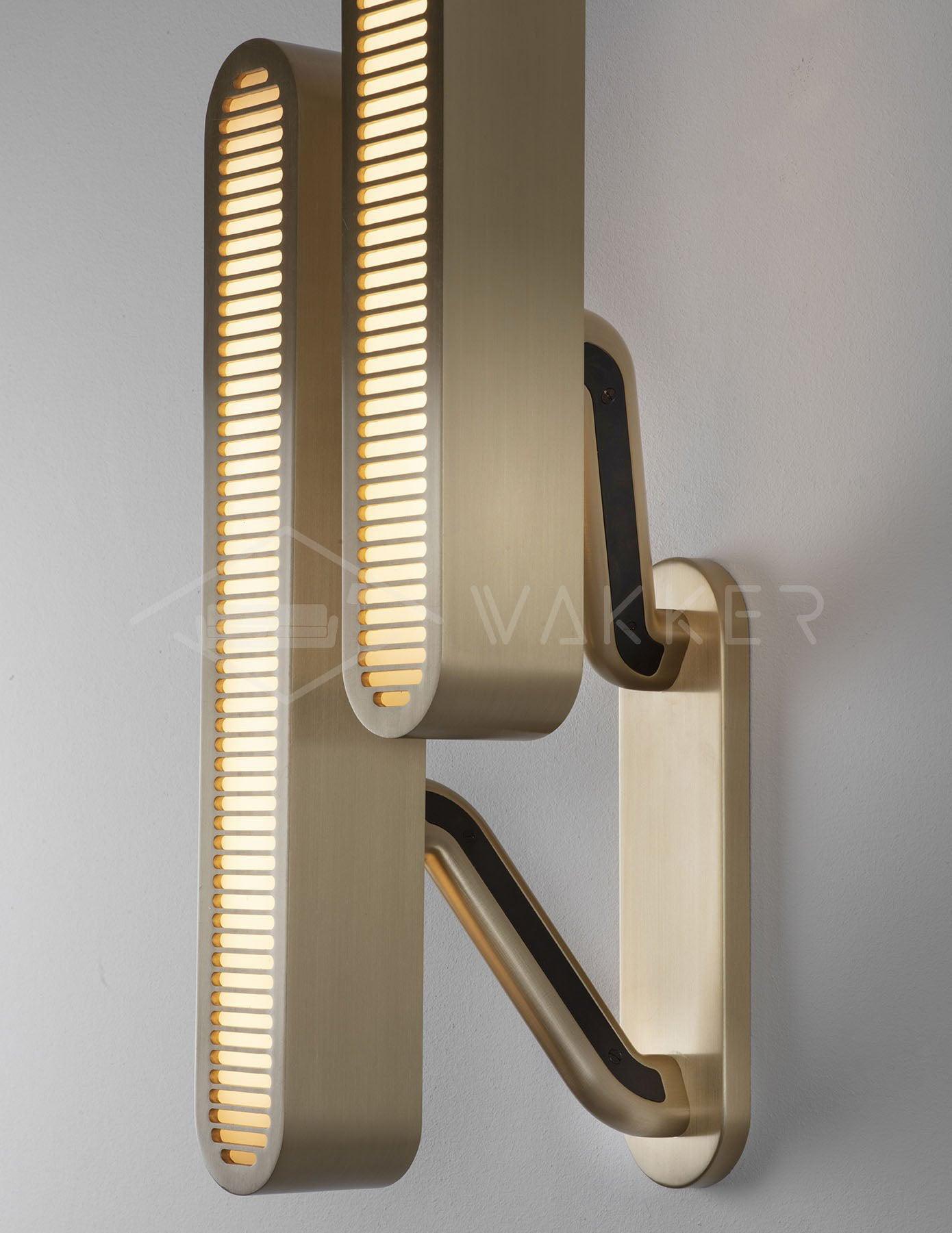 Modern Polished Brass Slotted Grill Wall Sconce with Opal Diffuser and Integrated LED