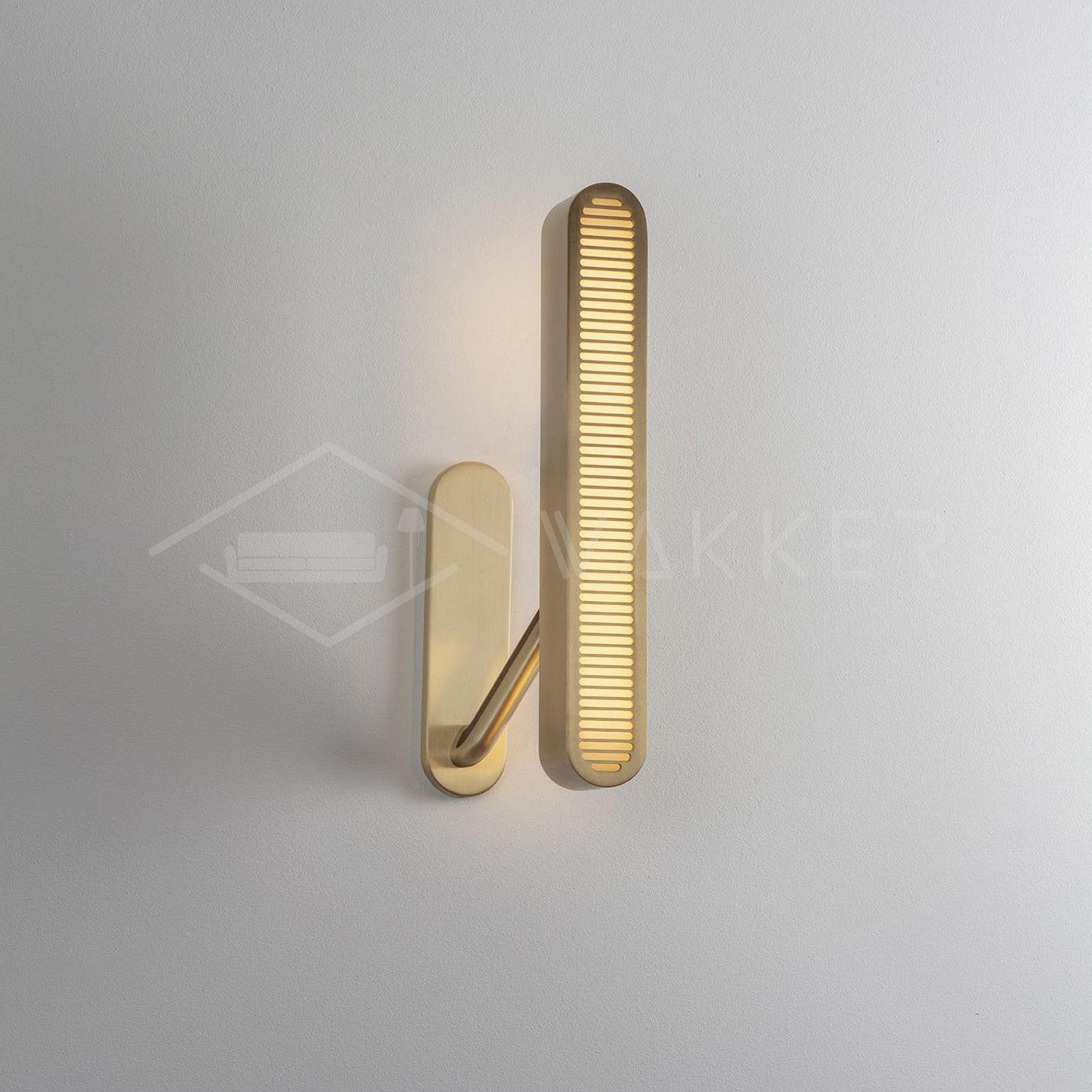 Modern Polished Brass Slotted Grill Wall Sconce with Opal Diffuser and Integrated LED