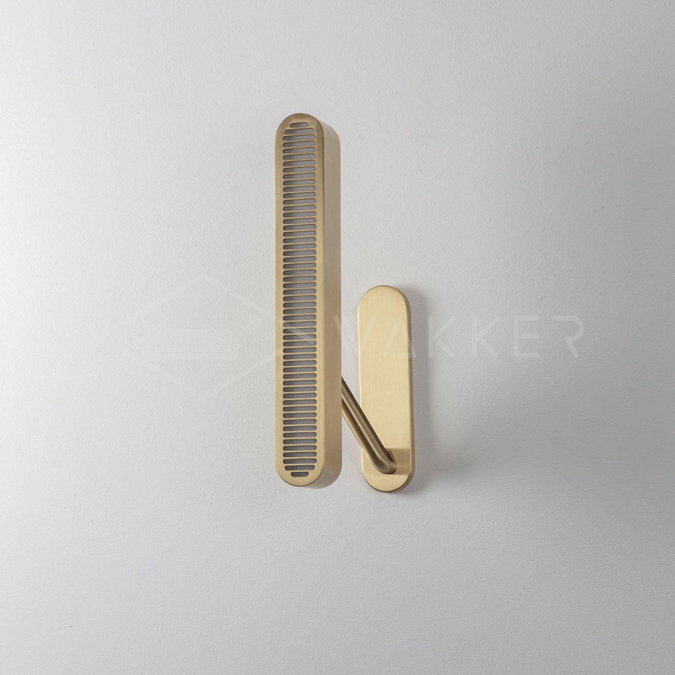 Modern Polished Brass Slotted Grill Wall Sconce with Opal Diffuser and Integrated LED