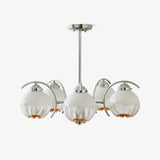 Modern Polished Chrome Pendant Light with White Glass Shades Litchford Adjustable Chandelier