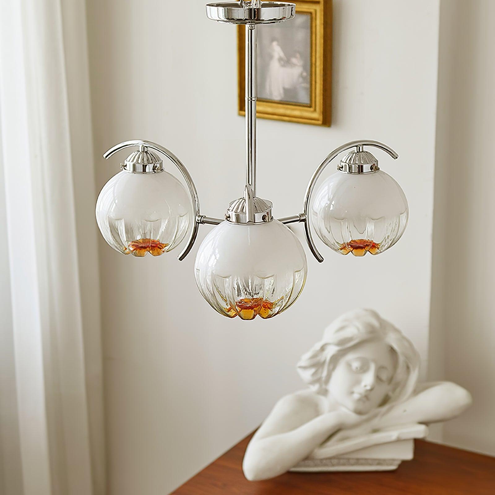 Modern Polished Chrome Pendant Light with White Glass Shades Litchford Adjustable Chandelier
