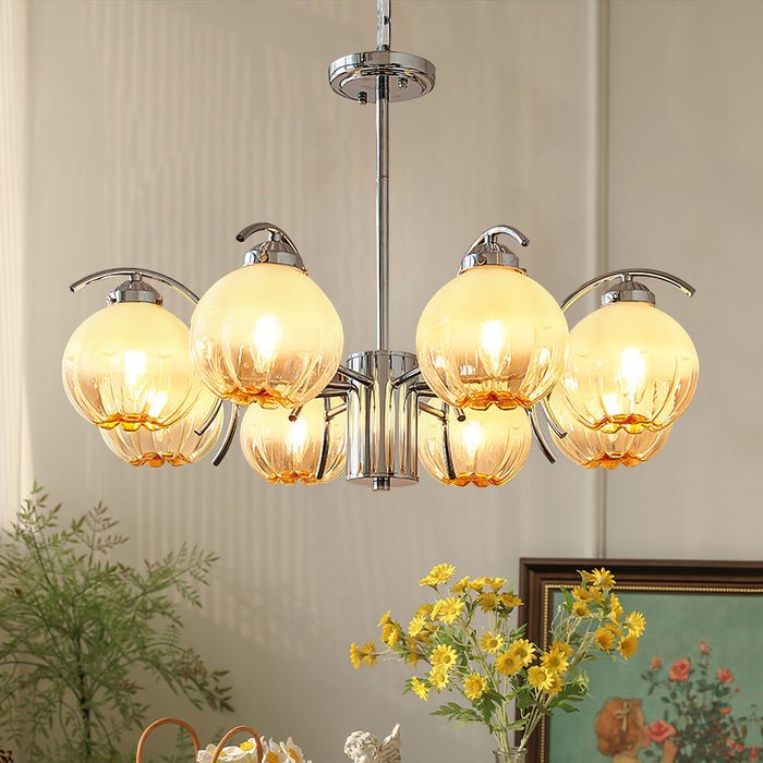 Modern Polished Chrome Pendant Light with White Glass Shades Litchford Adjustable Chandelier