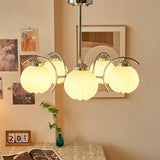 Modern Polished Chrome Pendant Light with White Glass Shades Litchford Adjustable Chandelier