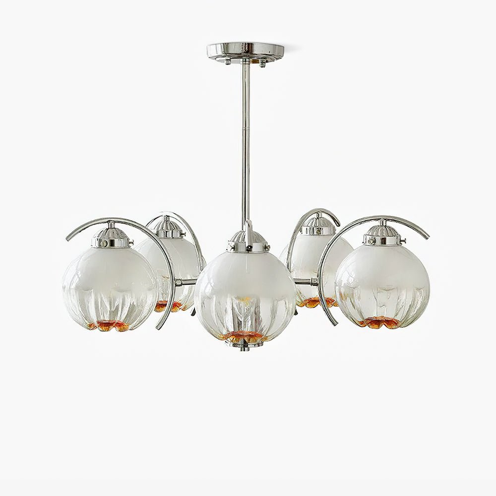 Modern Polished Chrome Pendant Light with White Glass Shades Litchford Adjustable Chandelier