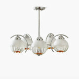 Modern Polished Chrome Pendant Light with White Glass Shades Litchford Adjustable Chandelier