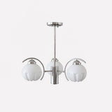 Modern Polished Chrome Pendant Light with White Glass Shades Litchford Adjustable Chandelier