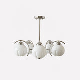 Modern Polished Chrome Pendant Light with White Glass Shades Litchford Adjustable Chandelier
