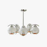 Modern Polished Chrome Pendant Light with White Glass Shades Litchford Adjustable Chandelier