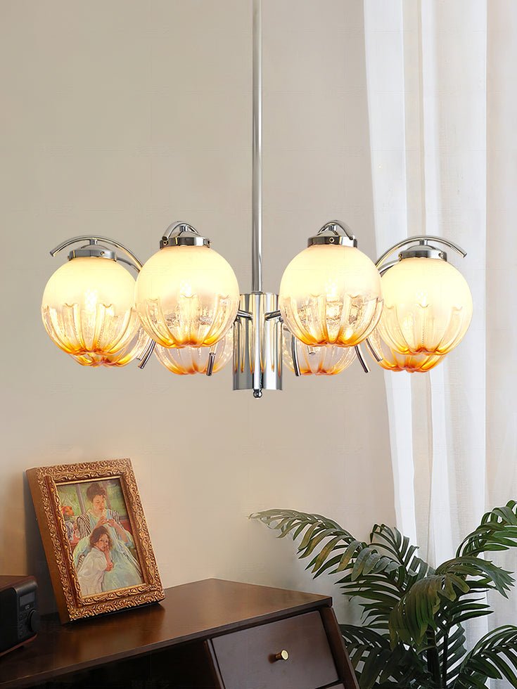 Modern Polished Chrome Pendant Light with White Glass Shades Litchford Adjustable Chandelier