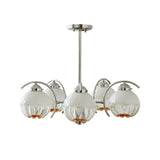 Modern Polished Chrome Pendant Light with White Glass Shades Litchford Adjustable Chandelier