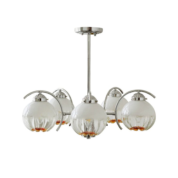 Modern Polished Chrome Pendant Light with White Glass Shades Litchford Adjustable Chandelier