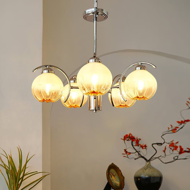 Modern Polished Chrome Pendant Light with White Glass Shades Litchford Adjustable Chandelier
