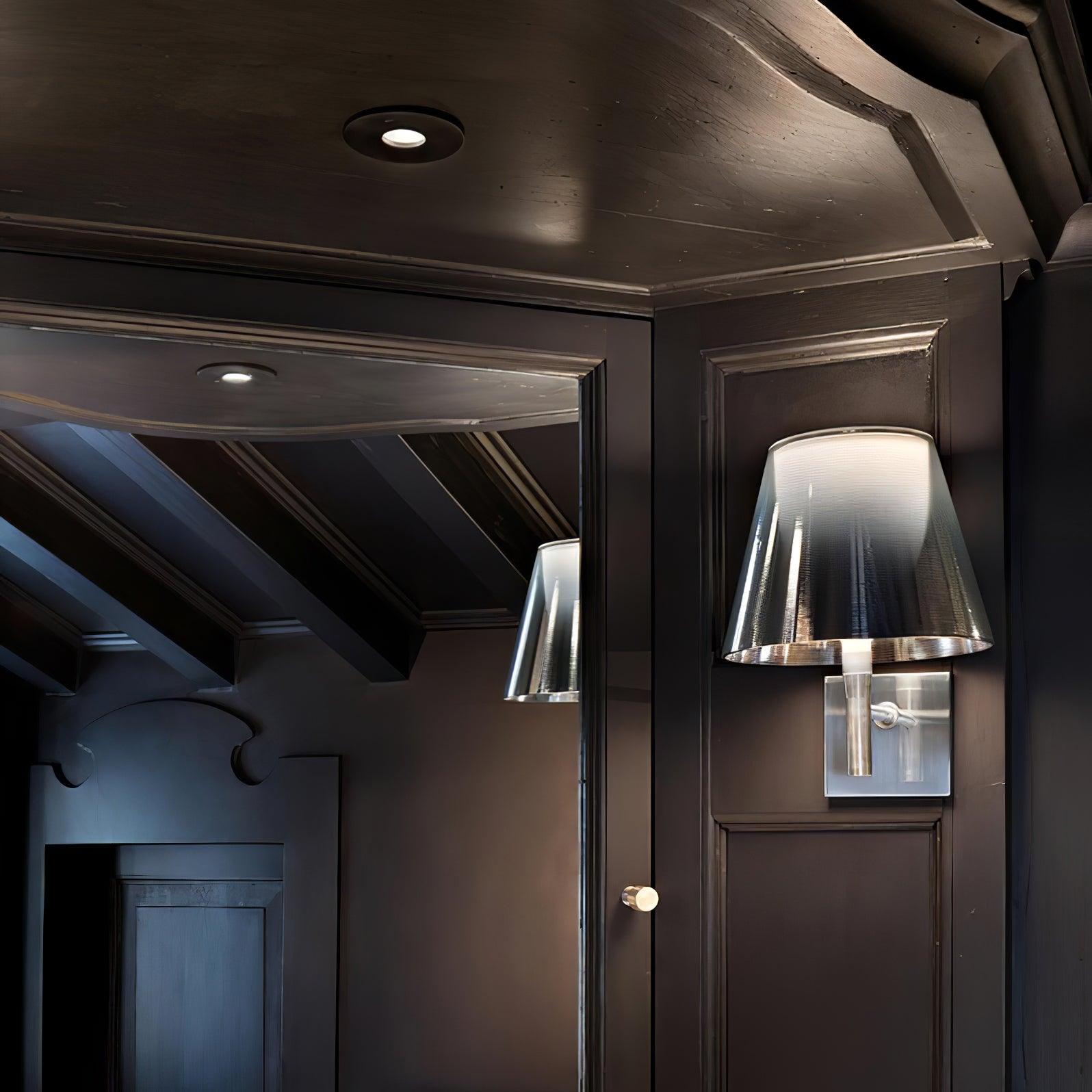 Modern Polished Chrome Prism Wall Sconce with Layered Shade for Indoor Lighting