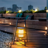 Modern Portable Dimmable LED Black Solar Outdoor Lantern Waterproof Garden Pathway Light