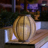 Modern Portable Solar Powered LED Outdoor Rattan Lantern for Garden Patio and Balcony