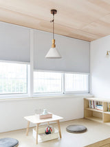 Modern Prairie Pleated Shade Pendant Light with Hand Turned Wood Details