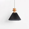 Modern Prairie Pleated Shade Pendant Light with Hand Turned Wood Details