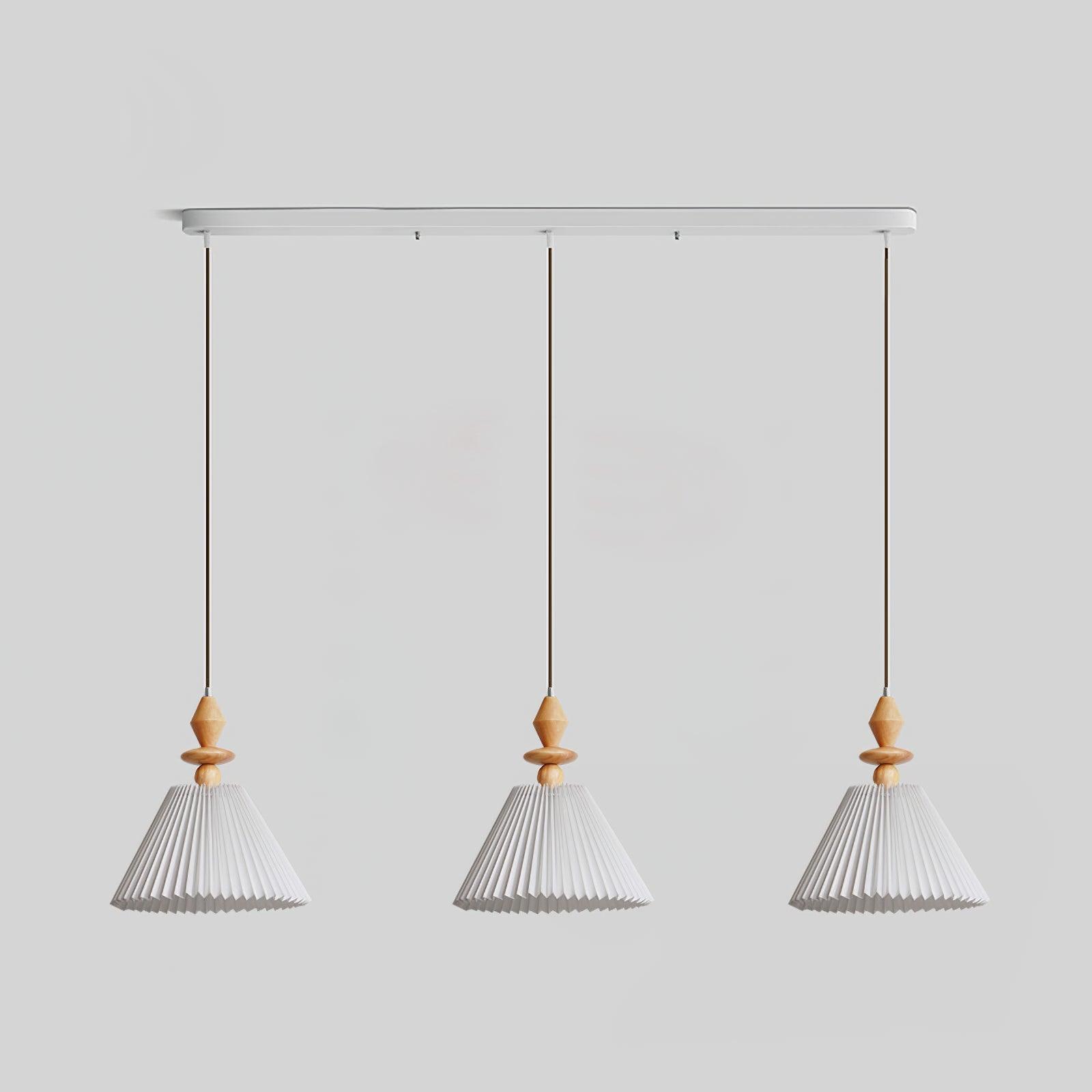 Modern Prairie Pleated Shade Pendant Light with Hand Turned Wood Details