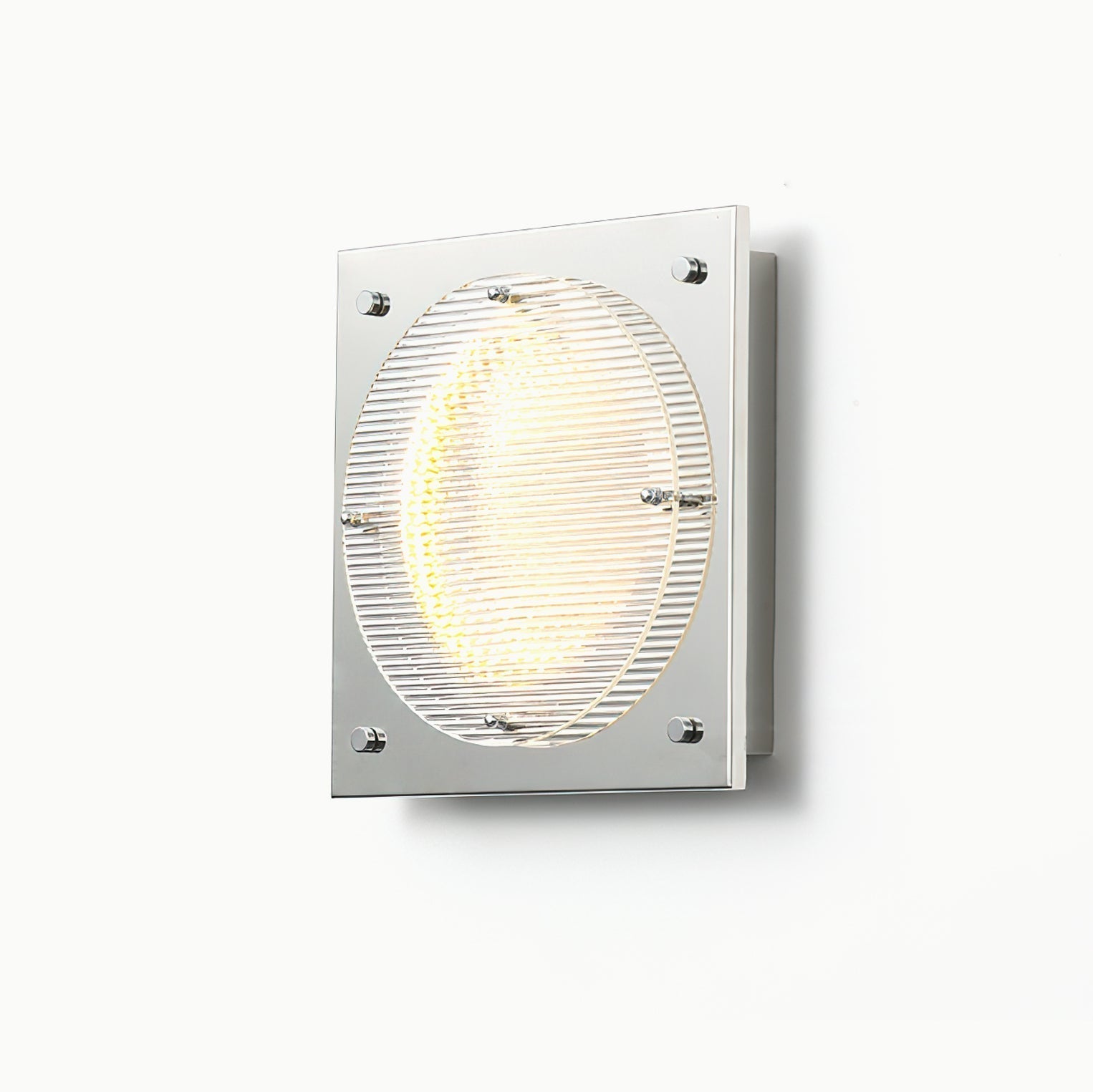 Modern Prism Shield LED Wall Sconce with Chrome Finish and Textured Glass Panel