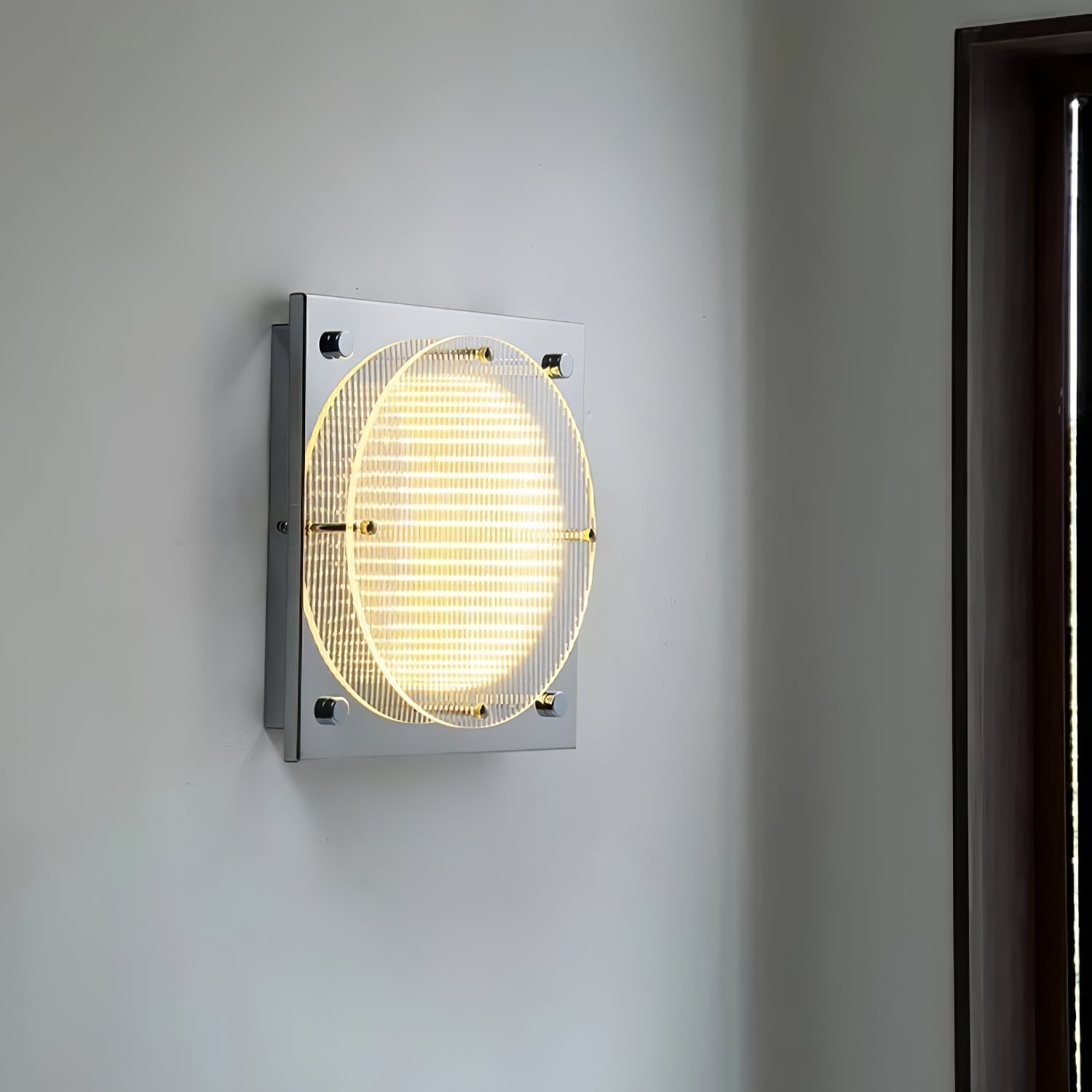 Modern Prism Shield LED Wall Sconce with Chrome Finish and Textured Glass Panel
