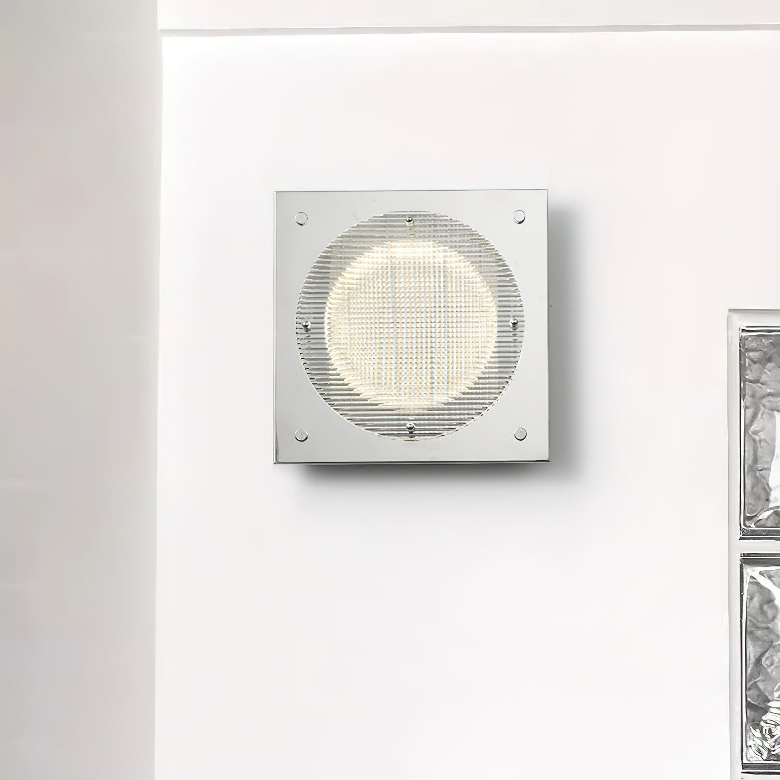 Modern Prism Shield LED Wall Sconce with Chrome Finish and Textured Glass Panel