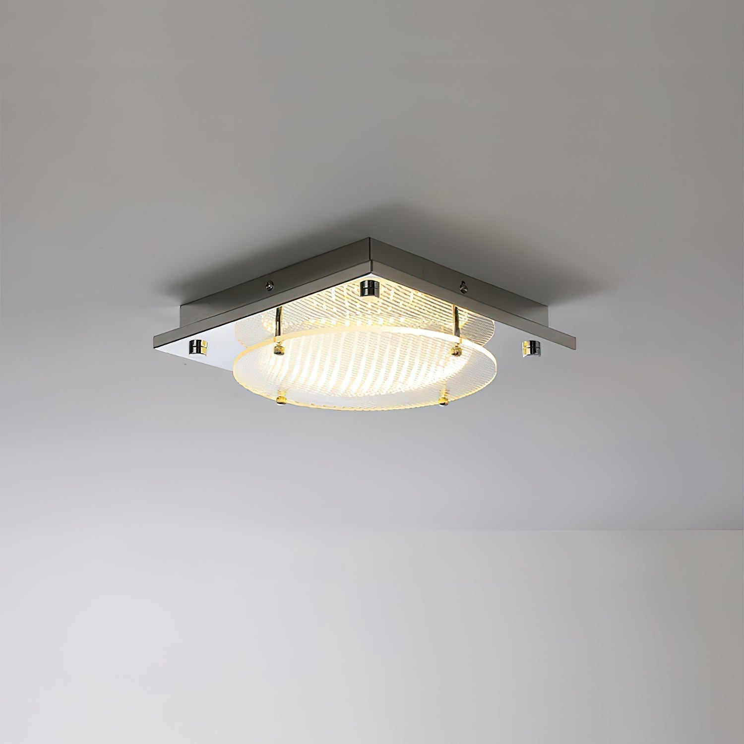 Modern Prism Shield LED Wall Sconce with Chrome Finish and Textured Glass Panel
