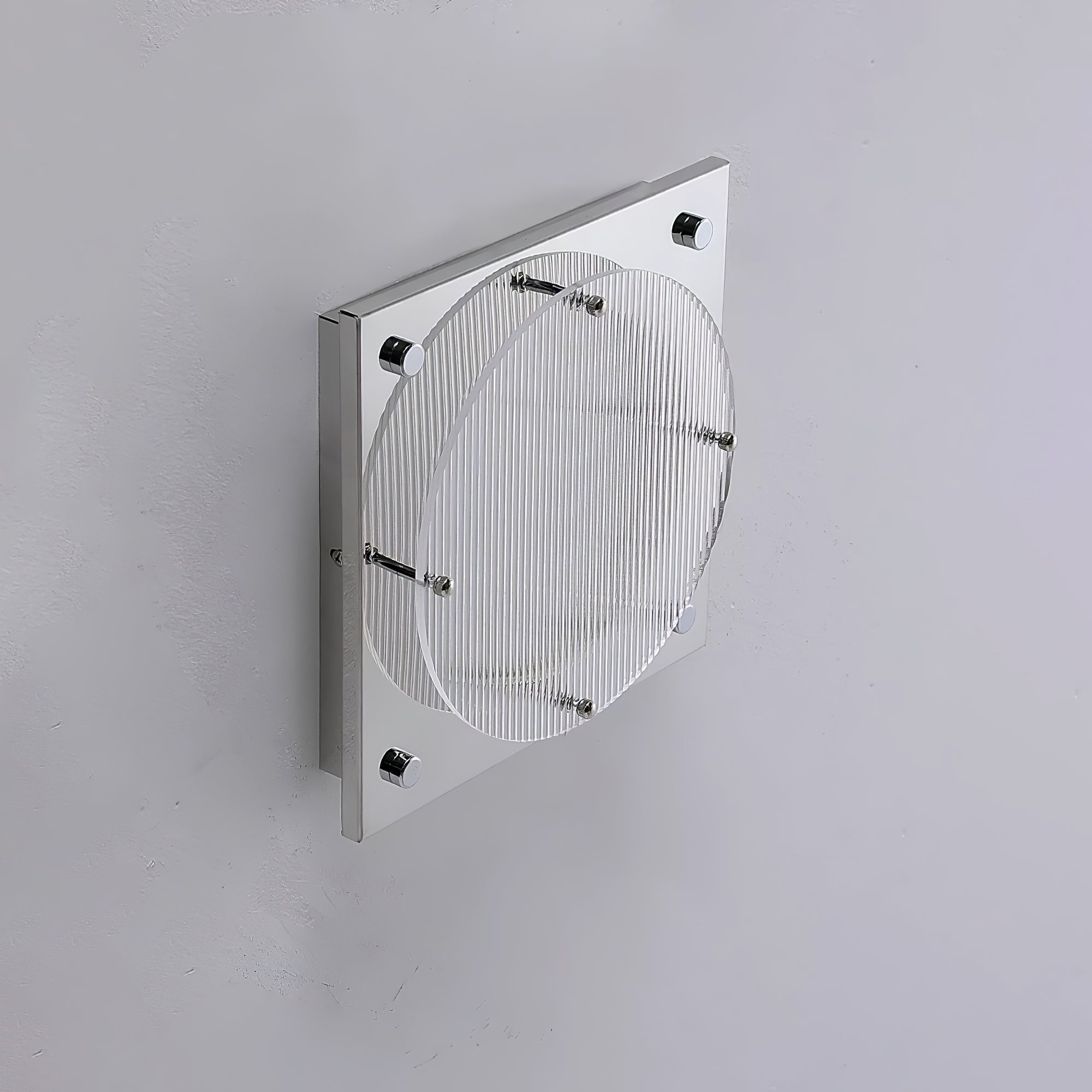 Modern Prism Shield LED Wall Sconce with Chrome Finish and Textured Glass Panel