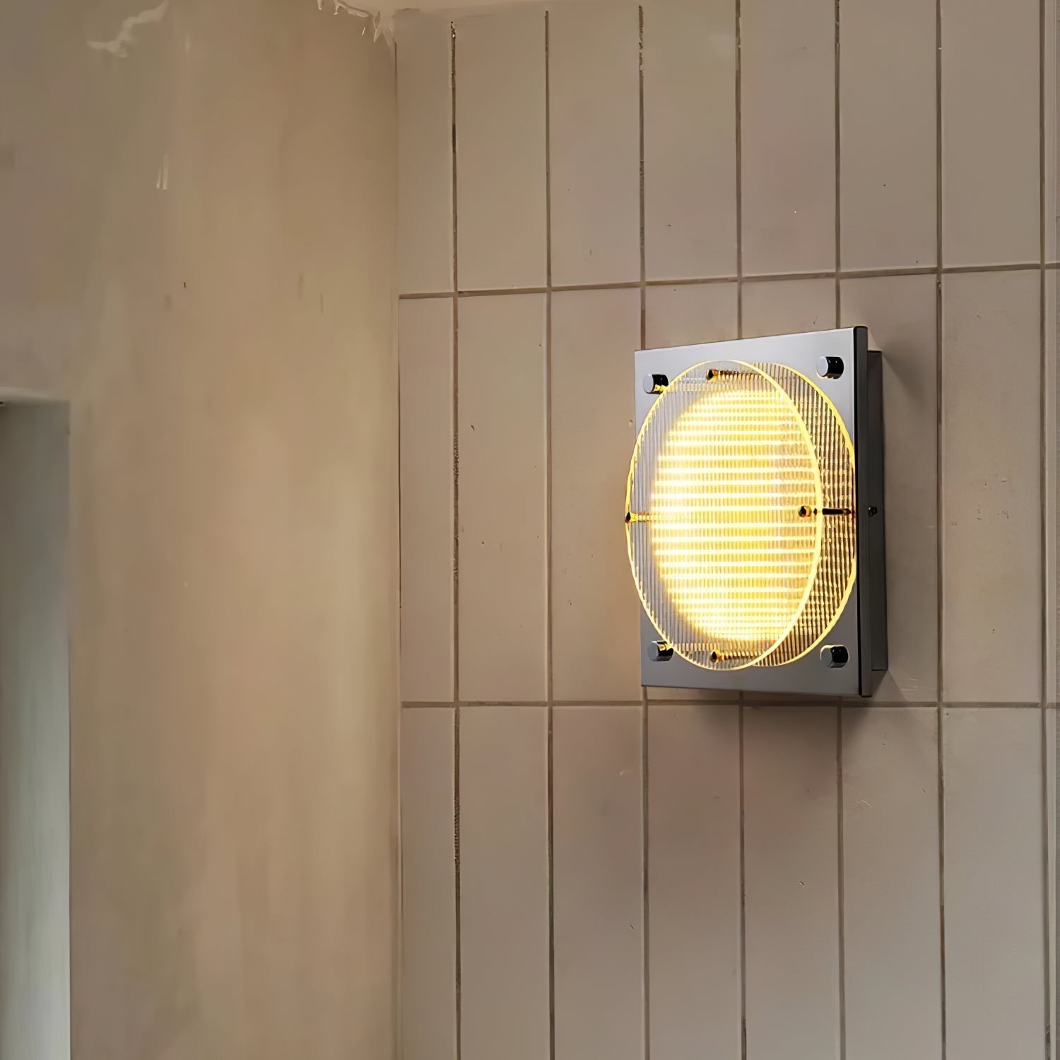 Modern Prism Shield LED Wall Sconce with Chrome Finish and Textured Glass Panel