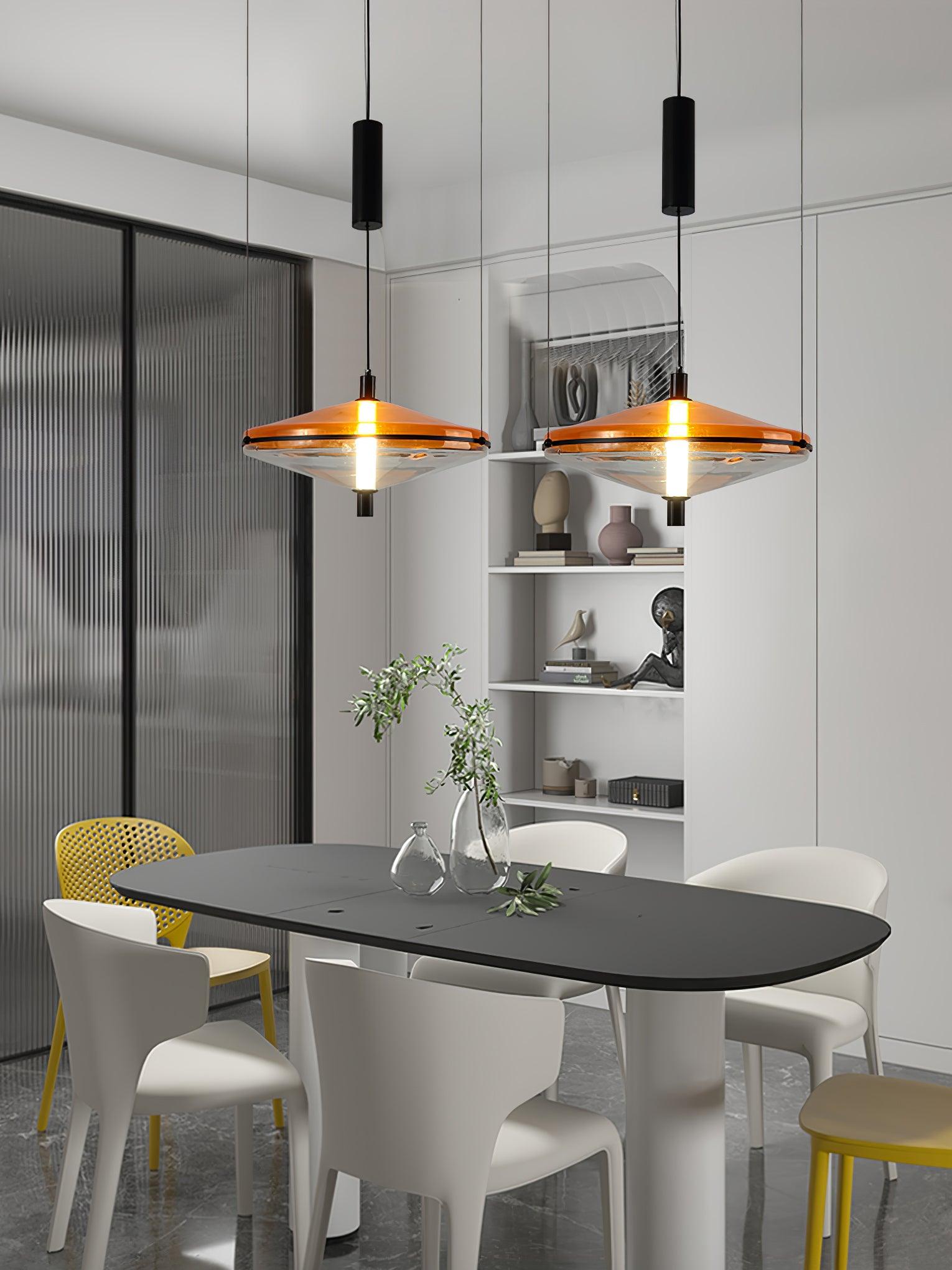 Modern Proton Cone LED Pendant Lamp Acrylic Hanging Light for Dining and Living Rooms