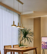 Modern Puck Drop Pendant Light Minimalist Metal Ceiling Hanging Lamp in Cream Finish