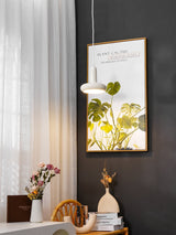 Modern Puck Drop Pendant Light Minimalist Metal Ceiling Hanging Lamp in Cream Finish