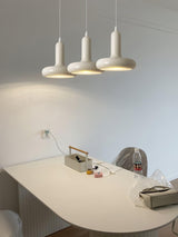 Modern Puck Drop Pendant Light Minimalist Metal Ceiling Hanging Lamp in Cream Finish