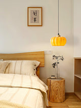 Modern Pumpkin Resin Pendant Light Decorative Hanging Lamp for Kitchen and Dining Room