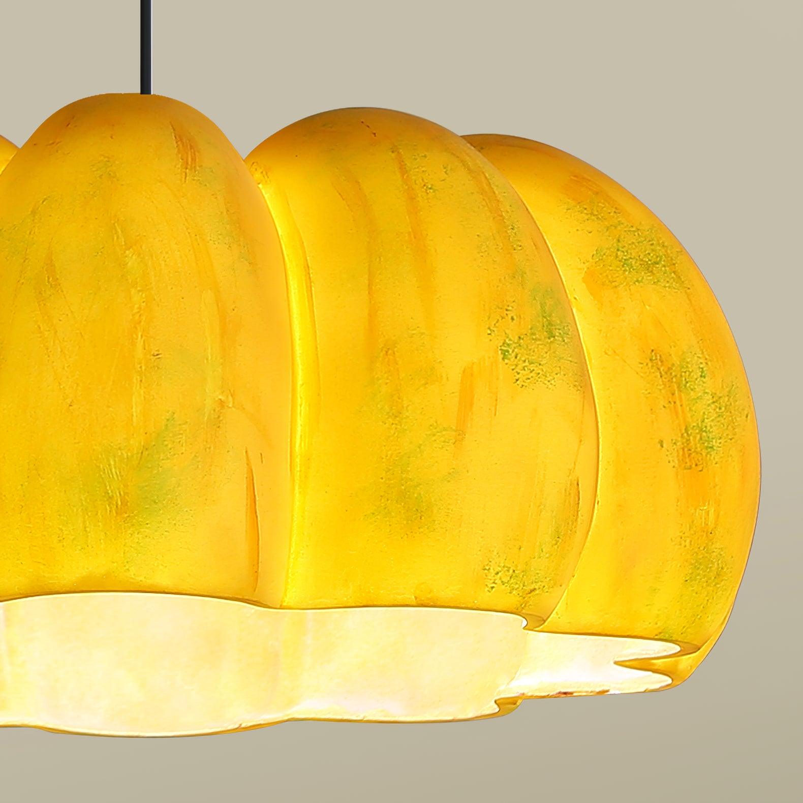 Modern Pumpkin Resin Pendant Light Decorative Hanging Lamp for Kitchen and Dining Room